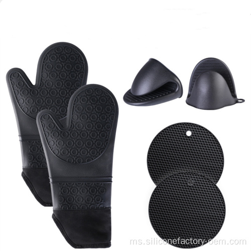 Set sarung tangan ketuhar silikon